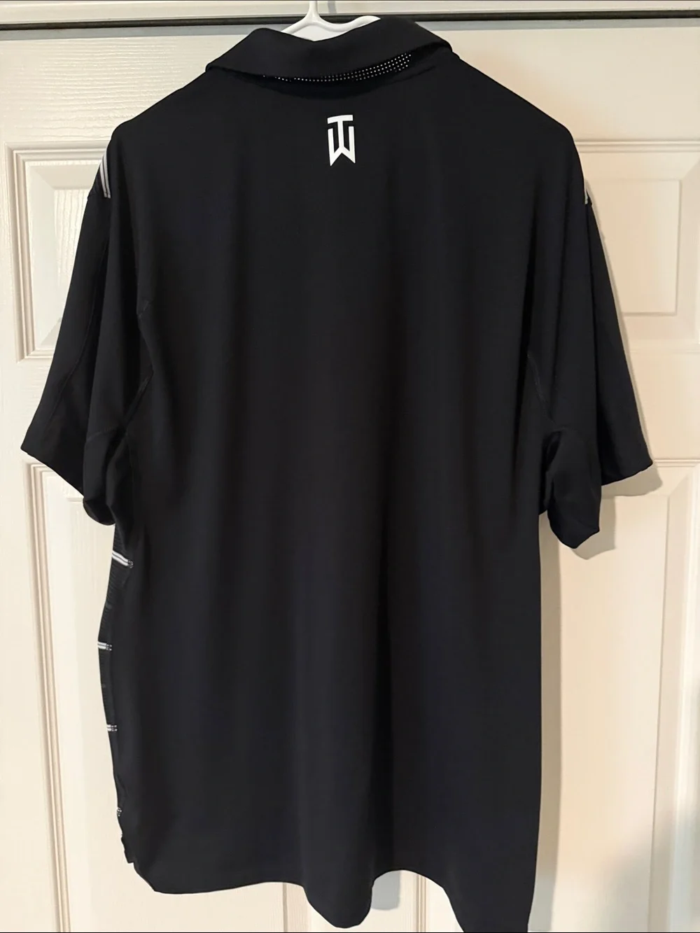 Nike Black Polo with White Stripes and ACC Logo Tiger Woods Collection